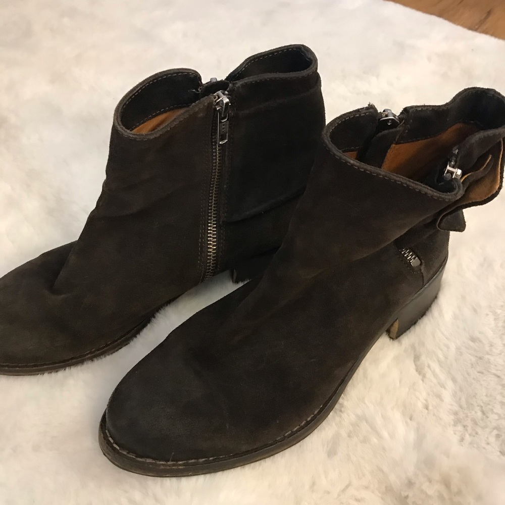 Modern Vintage Black Suede Zipper Booties